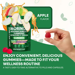 Comparativa de tamaño Clean Nutra moringa gominolas junto a moneda