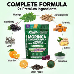 Mano sosteniendo gominola Clean Nutra moringa para fácil consumo diario