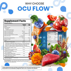 Envase abierto con 60 gomitas OcuFlow Clean Nutraceuticals listo para uso diario