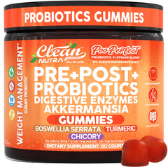 Clean Nutraceuticals botella frontal mostrando gomitas y diseño claro