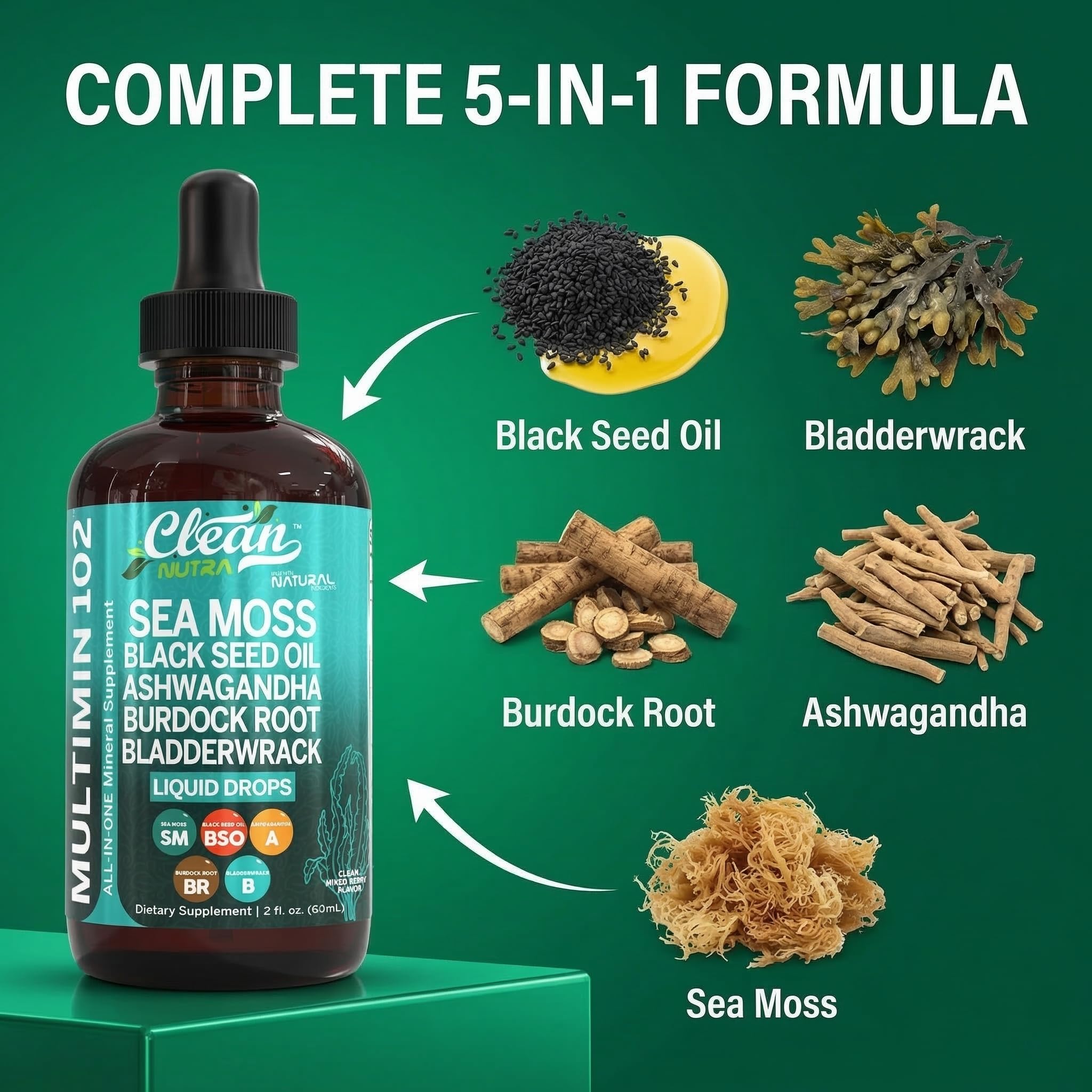 Clean Nutraceuticals gotas en cuchara mostrando textura y fácil mezcla