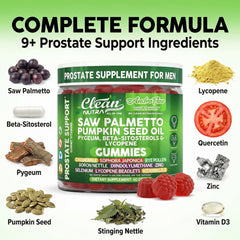 Clean Nutraceuticals: etiqueta de ingredientes resaltando saw palmetto y D3