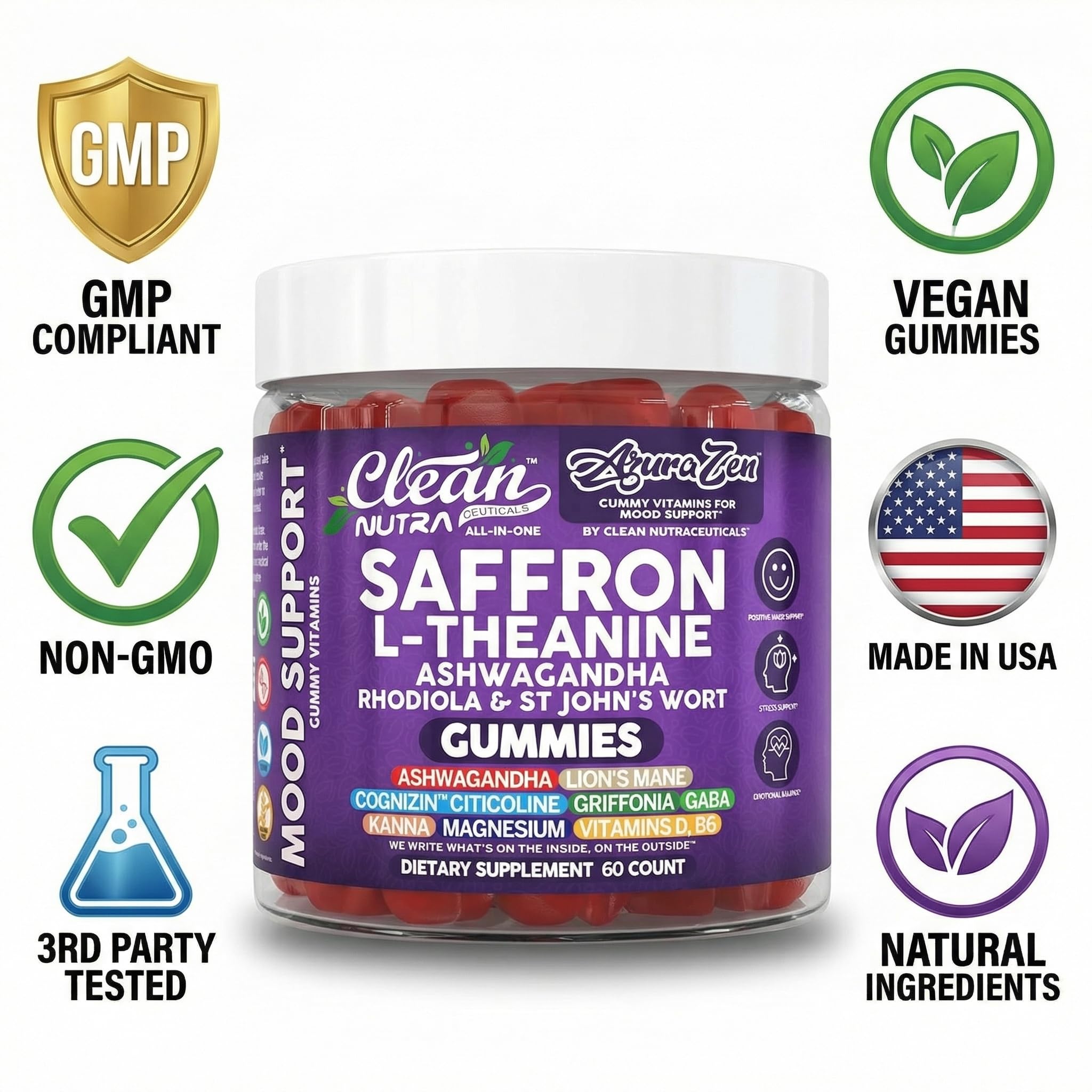 Clean Nutraceuticals comparación de cápsulas vs gomitas AuraZen mostrando conveniencia