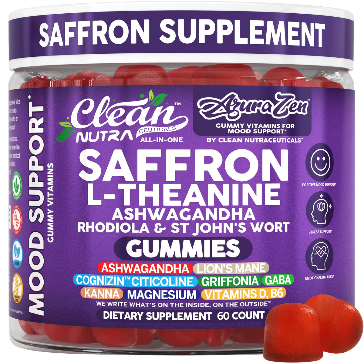 Clean Nutraceuticals paquete frontal AuraZen mostrando marca y beneficio calmante