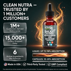 Clean Nutraceuticals frasco rodeado de sea moss y ashwagandha mostrando origen natural