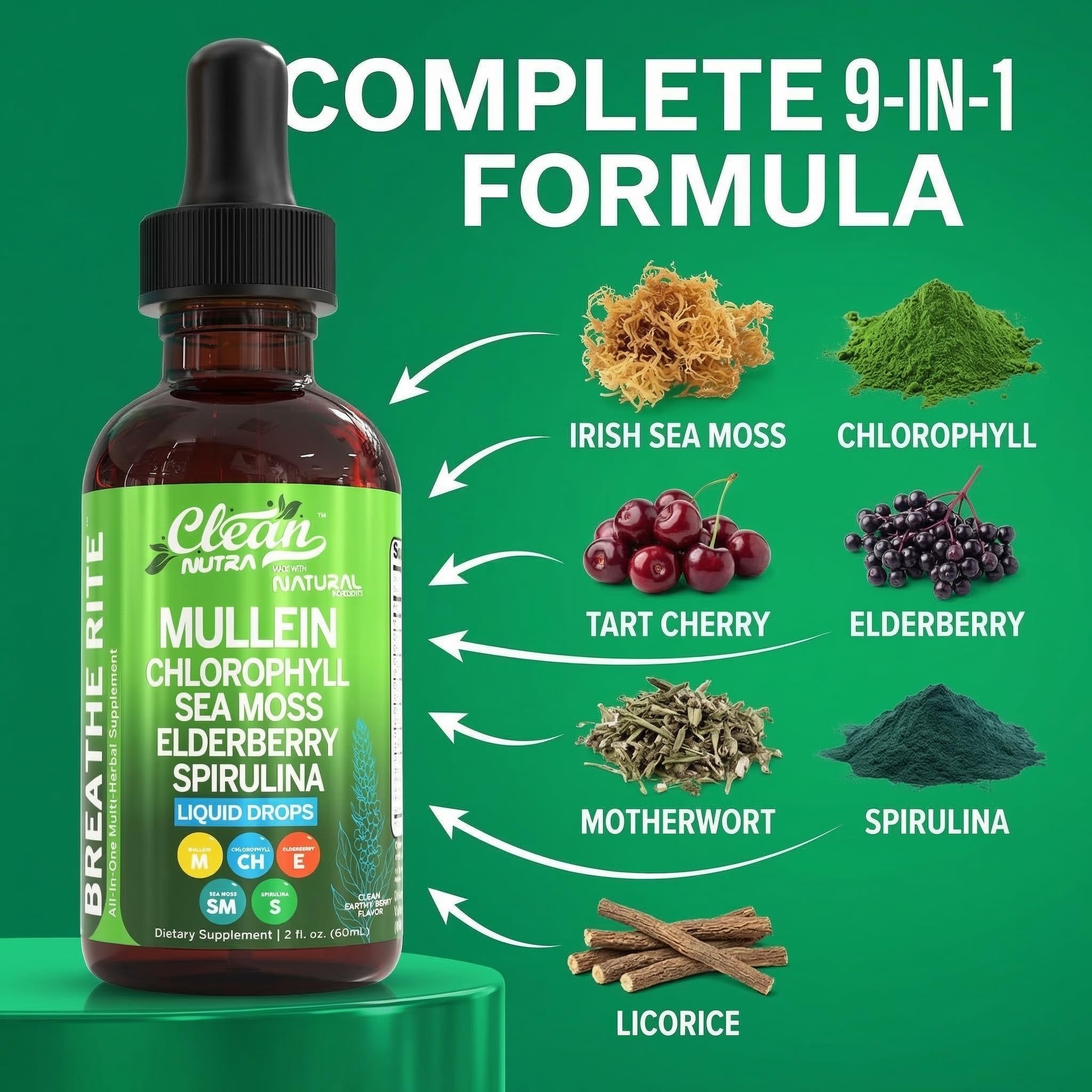 Clean Nutraceuticals frasco junto a una regla para comparación de tamaño y porciones
