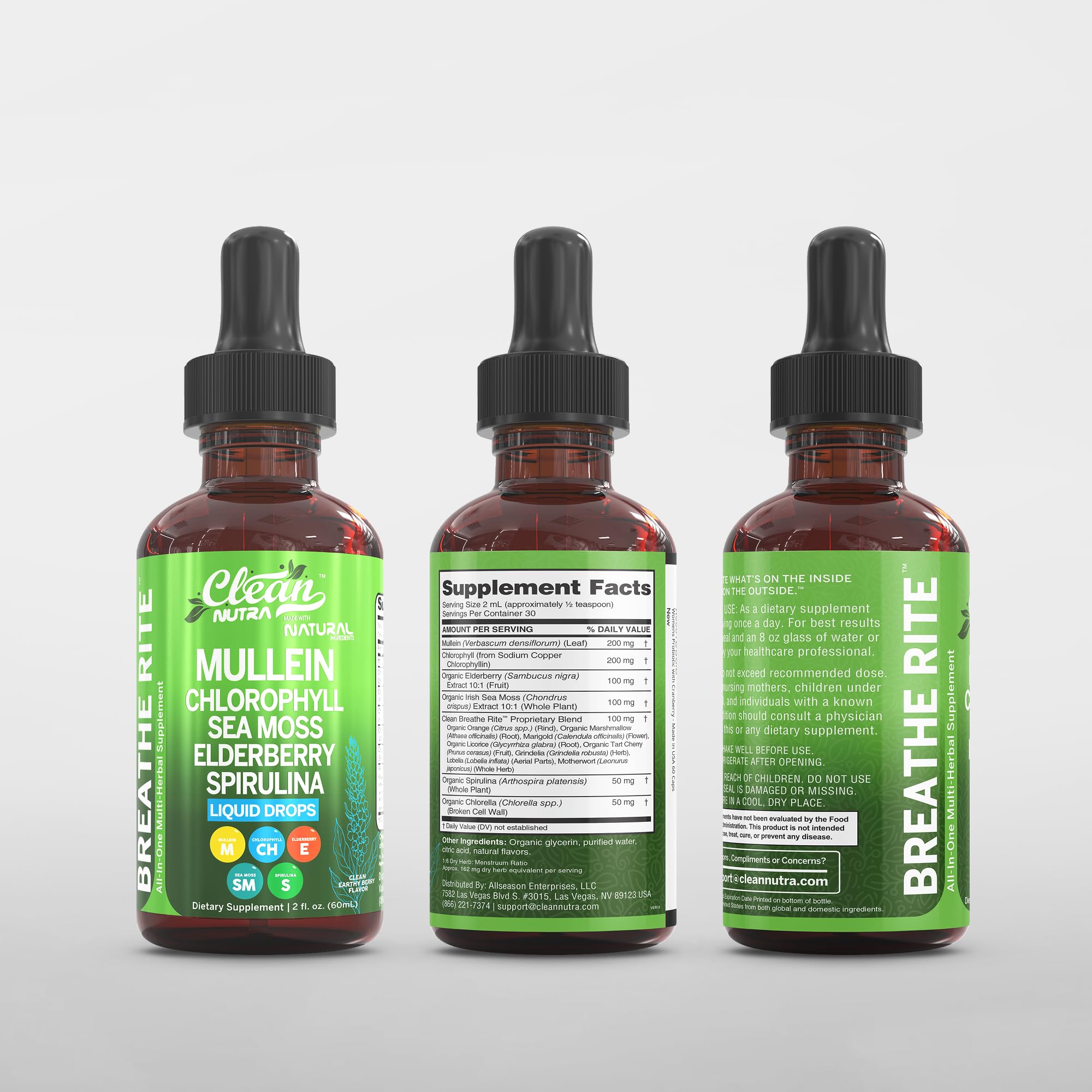 Clean Nutraceuticals etiqueta trasera con listado de ingredientes y dosificación clara