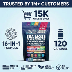 Clean Nutraceuticals caja abierta con las 120 cápsulas como suministro prolongado