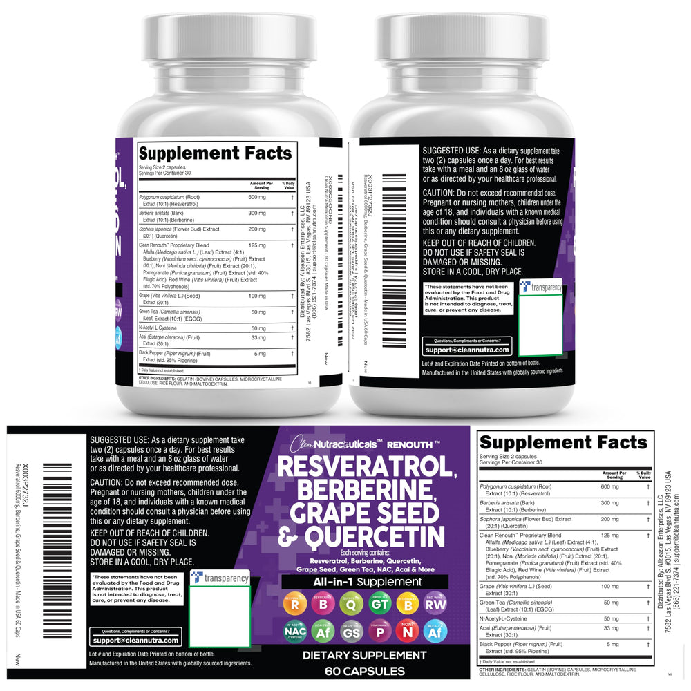 Clean Nutraceuticals caja abierta mostrando frasco y cápsulas en interior