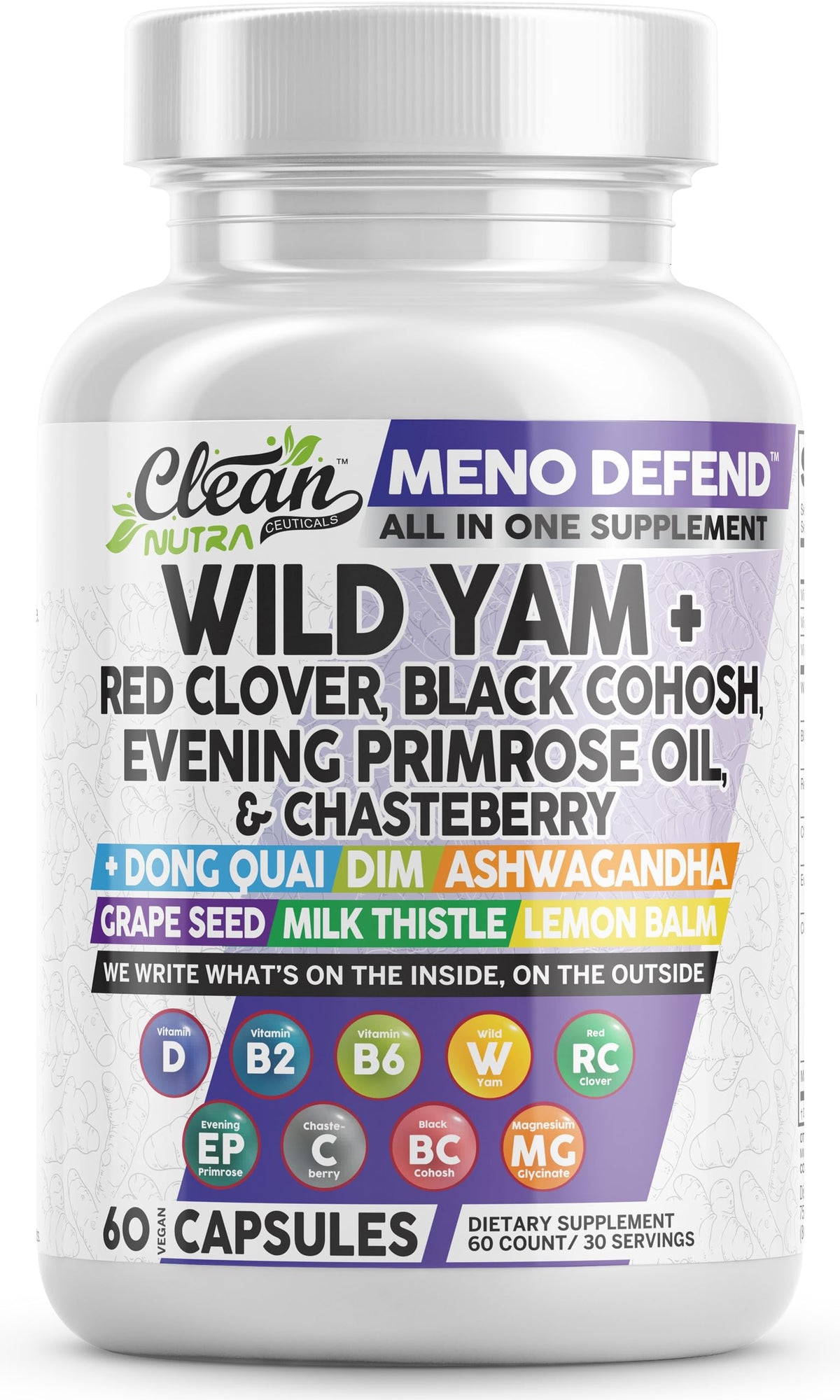 Clean Nutraceuticals caja frontal mostrando etiqueta y beneficios