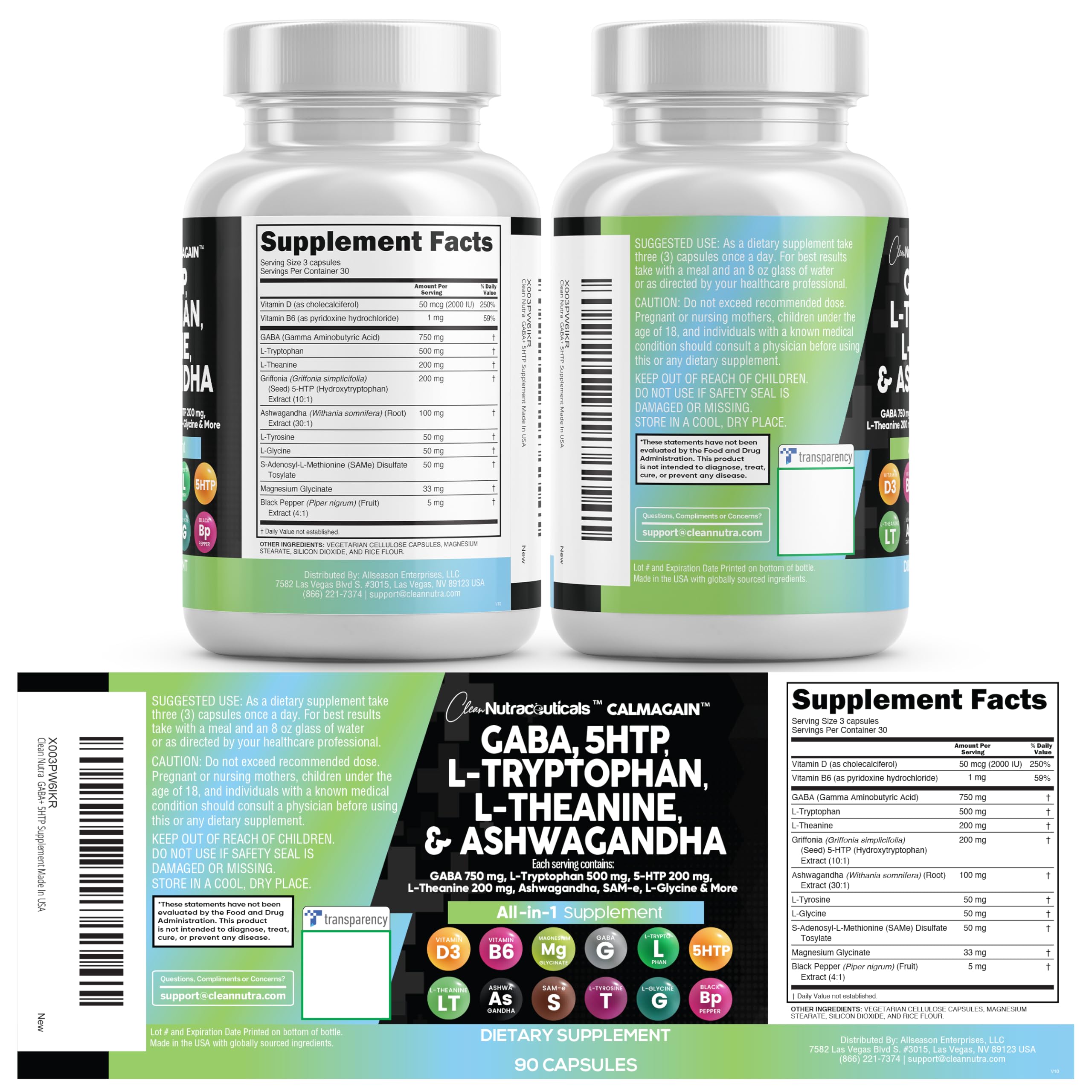 Clean Nutraceuticals empaque lateral con información que transmite confianza y control de calidad