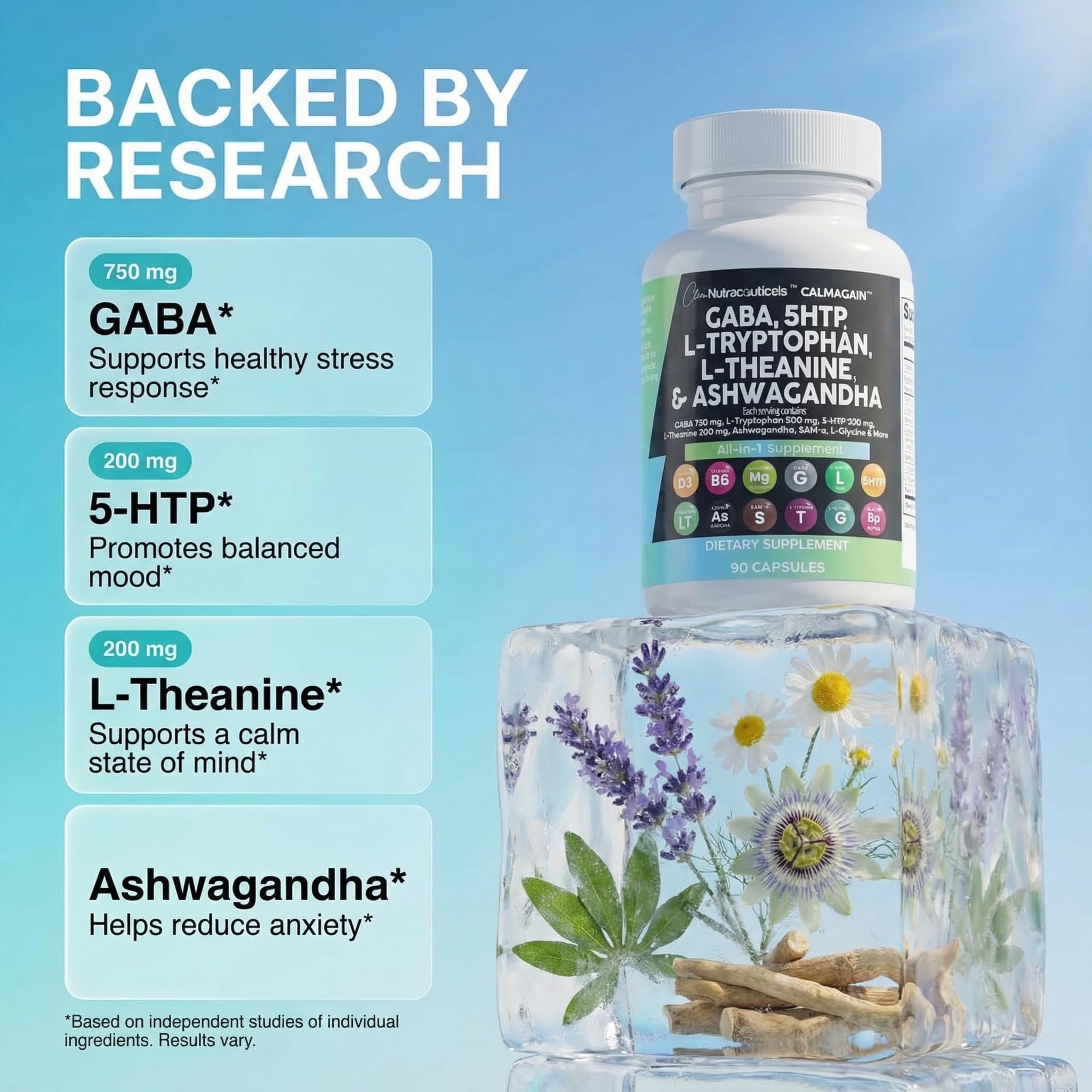 Clean Nutraceuticals etiqueta legible con ingredientes y ventaja de formulación completa