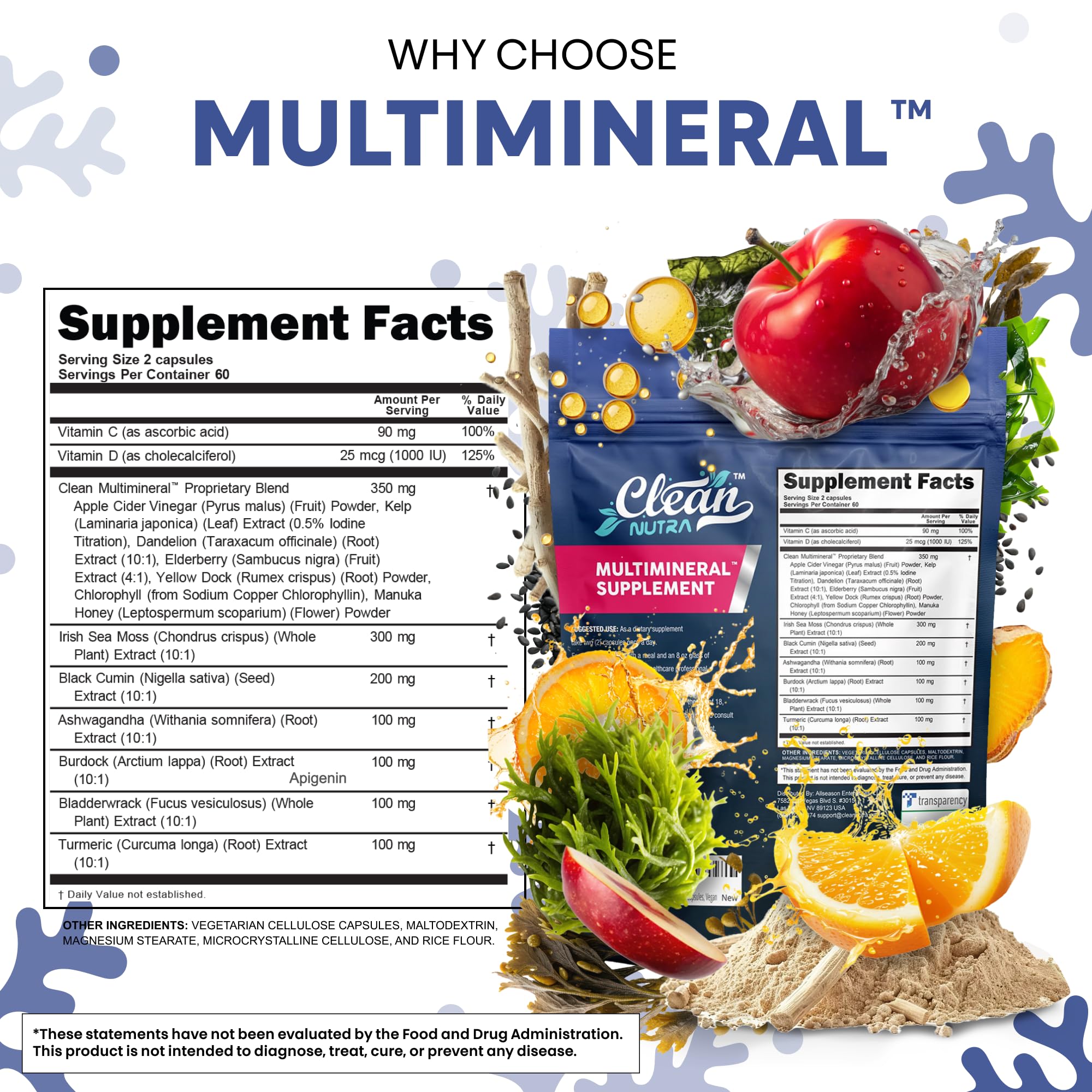 Clean Nutraceuticals cápsulas en mano mostrando escala y dosis por toma