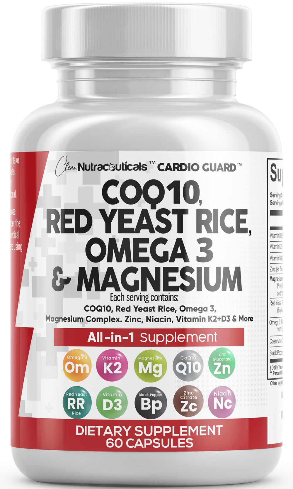 Clean Nutraceuticals frasco CardioGuard mostrando diseño y beneficios claros