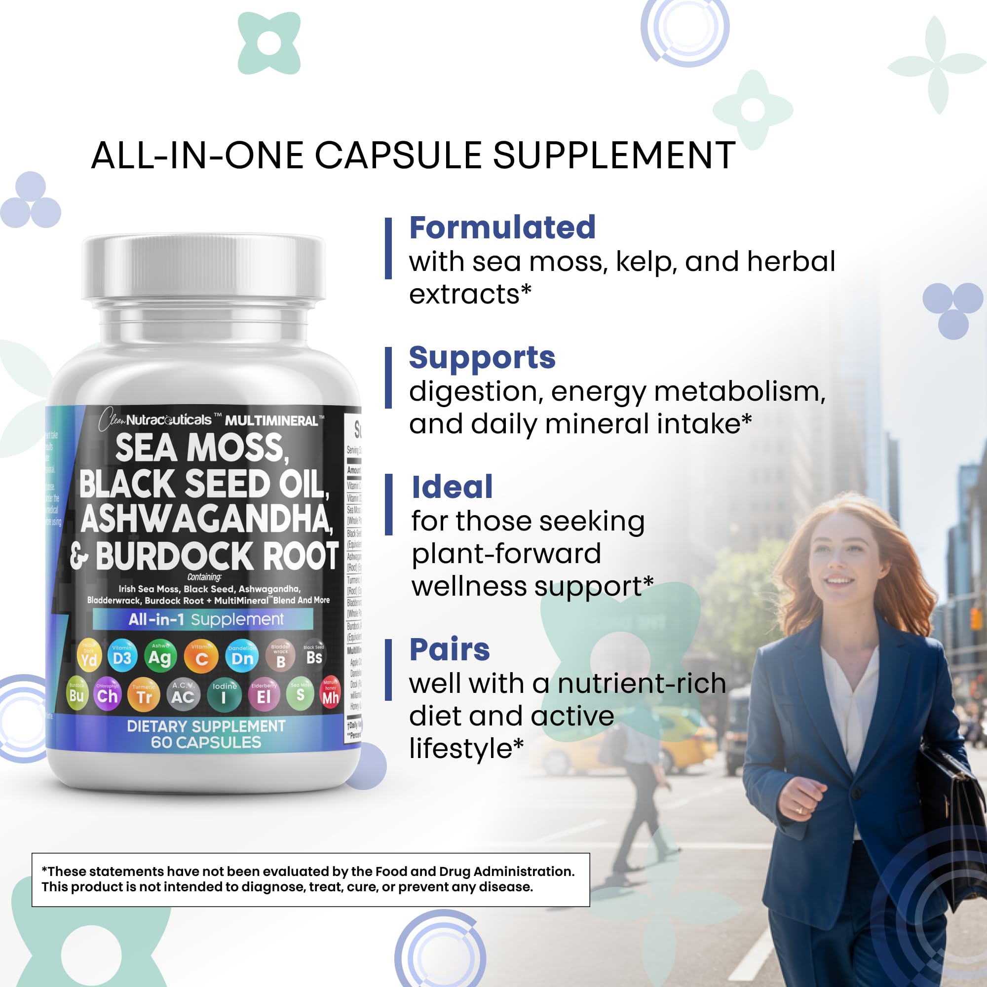 Clean Nutraceuticals cápsula junto a moneda para comparación de tamaño