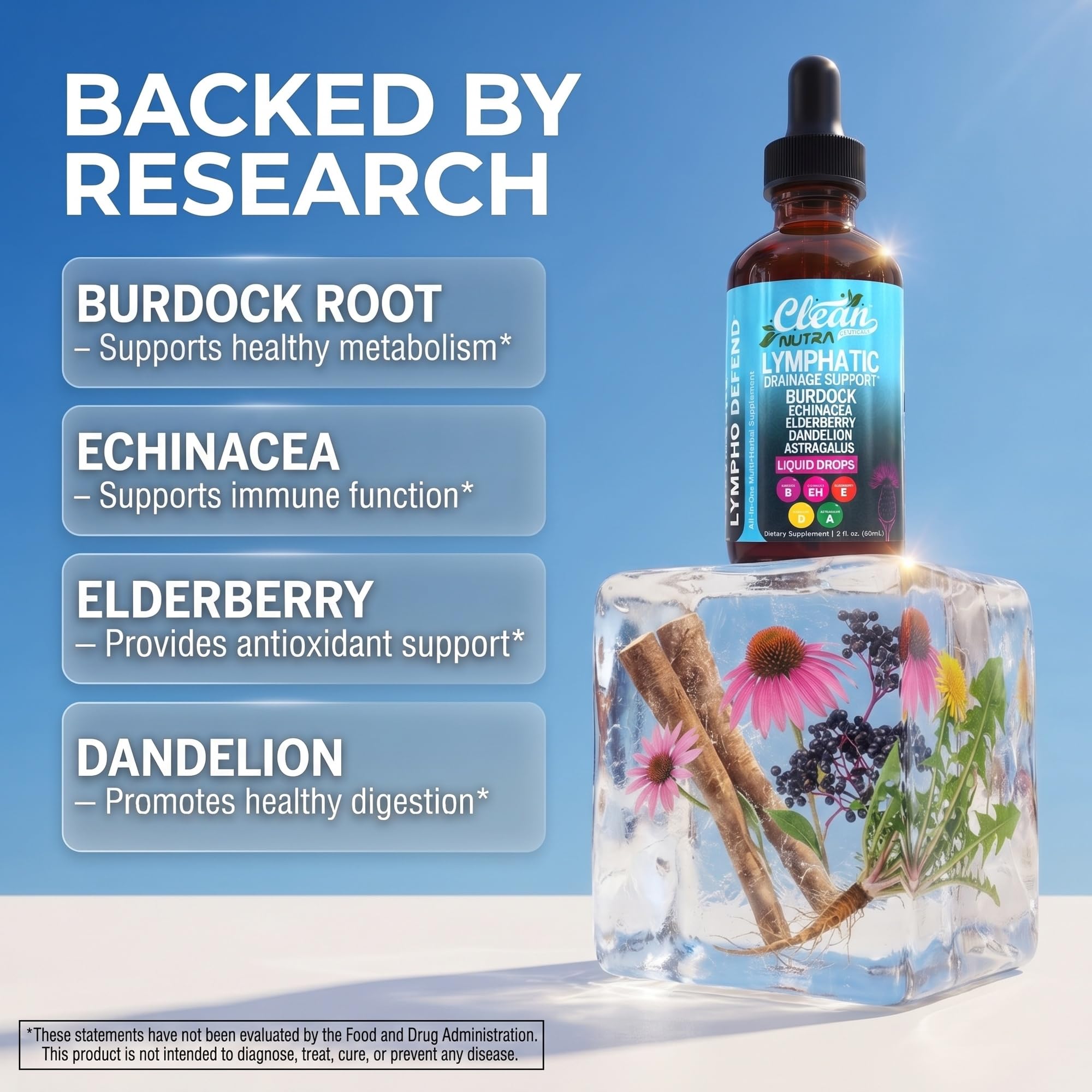 Clean Nutraceuticals etiqueta legible con lista de ingredientes orgánicos