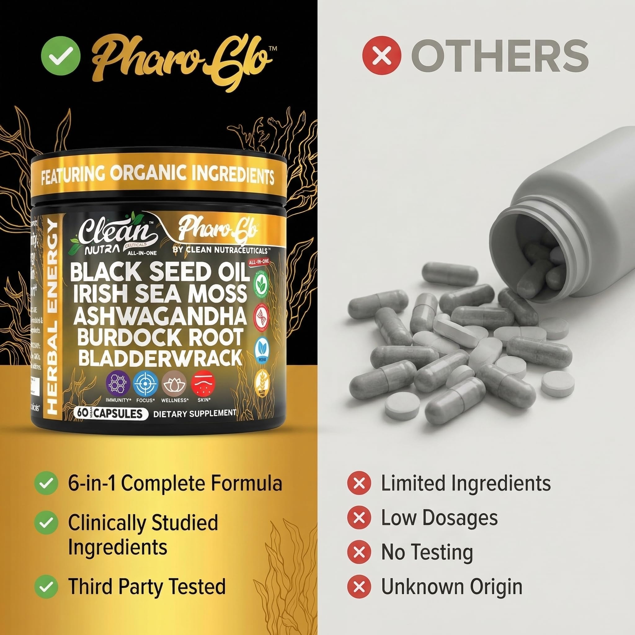 Clean Nutraceuticals cápsulas junto a un desayuno saludable para rutina