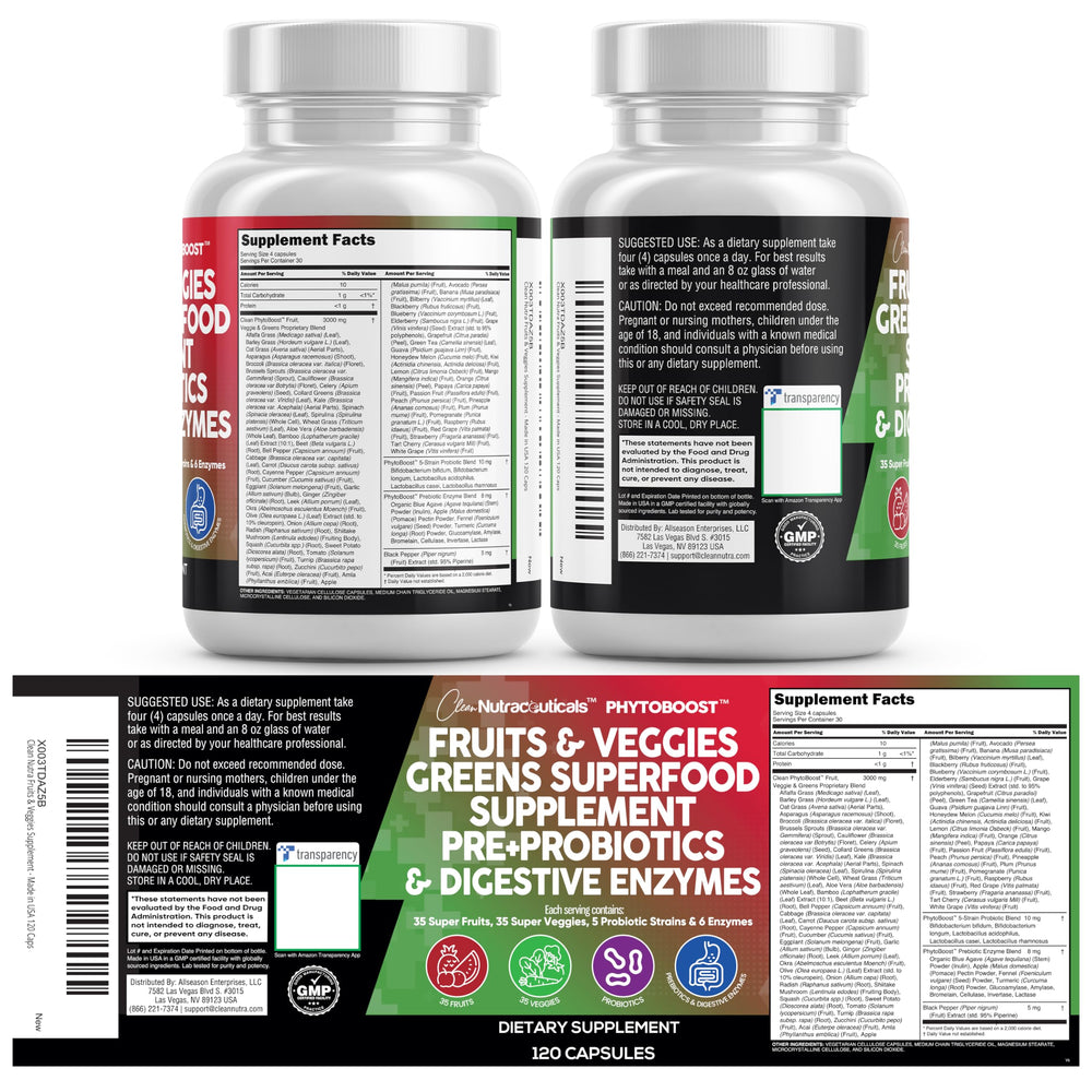 Clean Nutraceuticals envase lateral con información nutricional, demuestra transparencia
