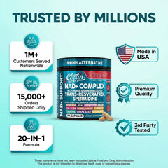Clean Nutraceuticals etiqueta nutricional de EternaGlow enfatizando dosificación y porciones