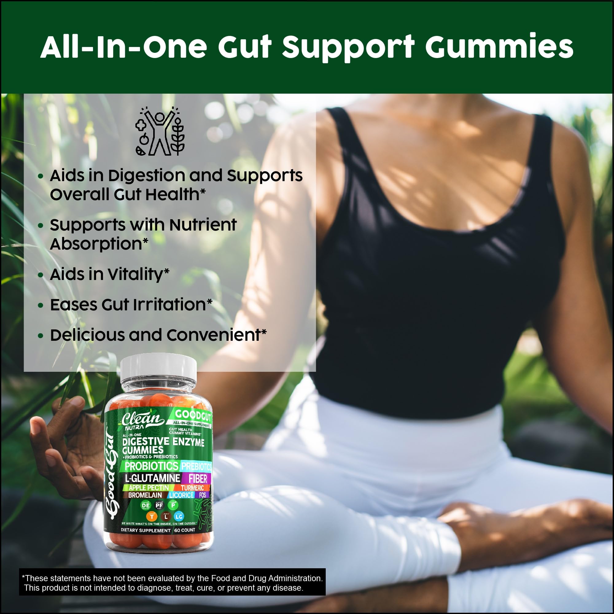 Etiqueta de Clean Nutraceuticals con lista de ingredientes clave y beneficios visibles