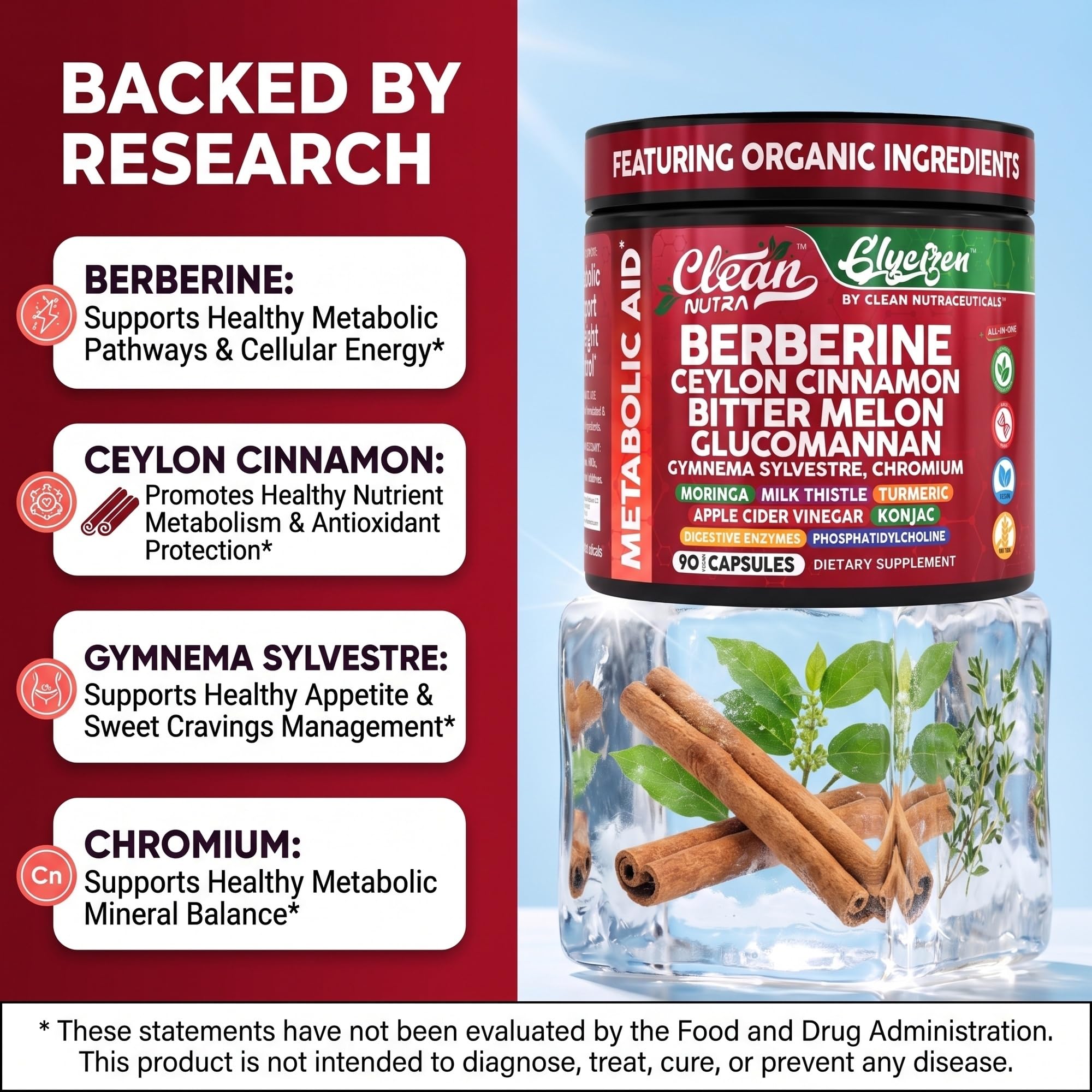 Clean Nutraceuticals etiqueta mostrando ingredientes clave para confianza