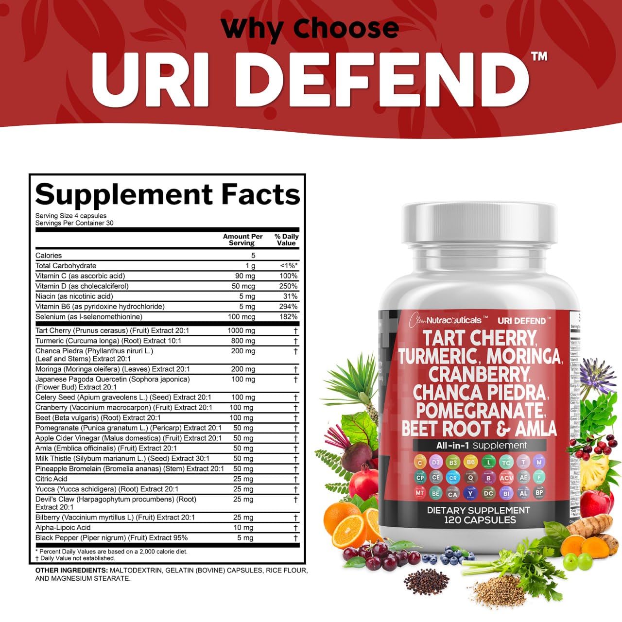 Clean Nutraceuticals etiqueta nutricional con lista de ingredientes clara