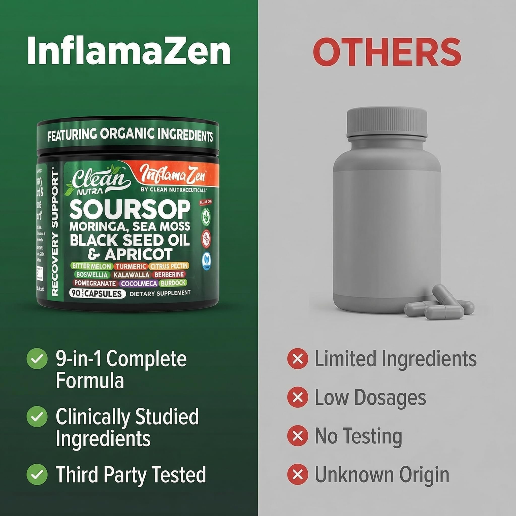 Clean Nutraceuticals etiqueta nutricional detallada demostrando transparencia de ingredientes