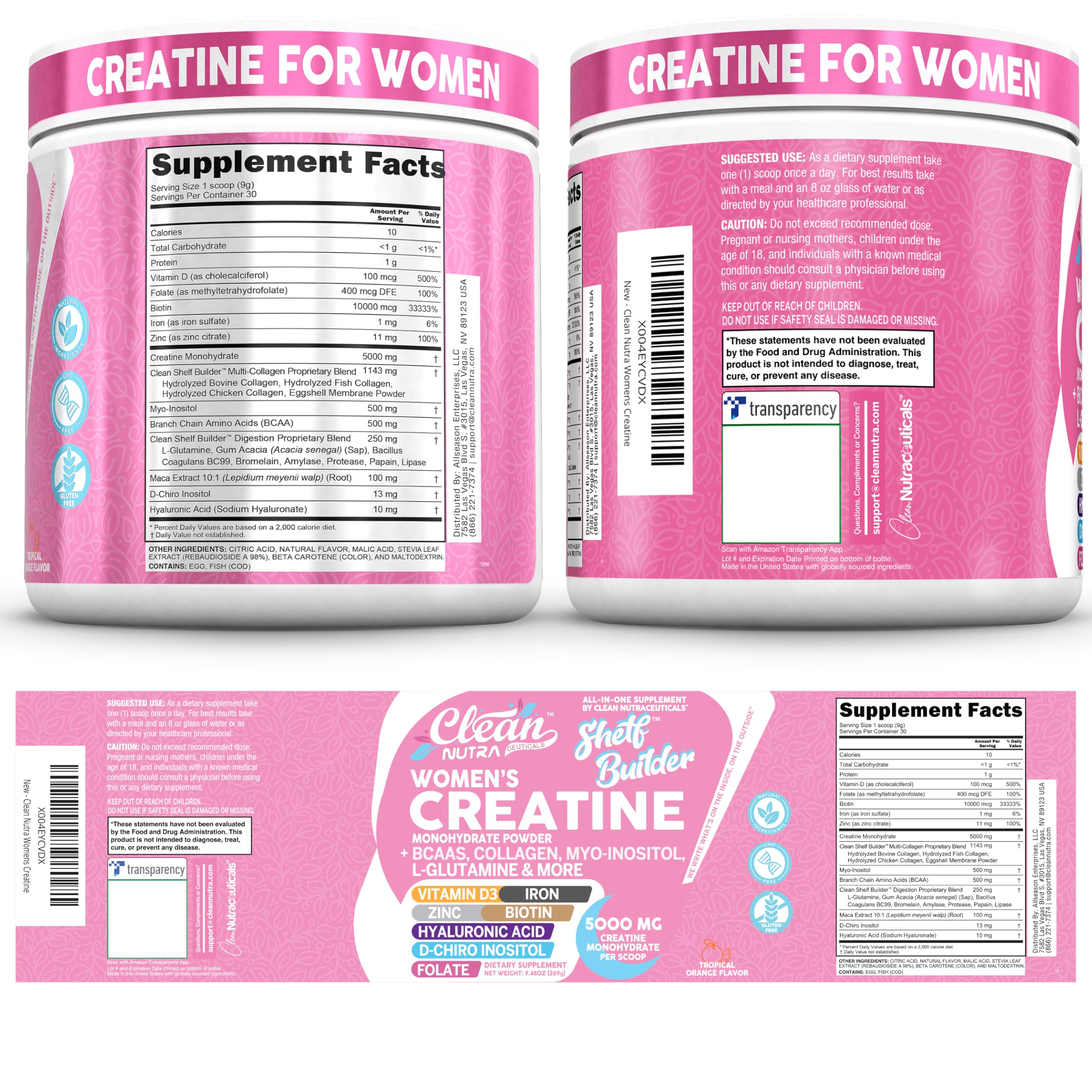 Clean Nutraceuticals etiqueta nutricional ampliada para ver ingredientes clave