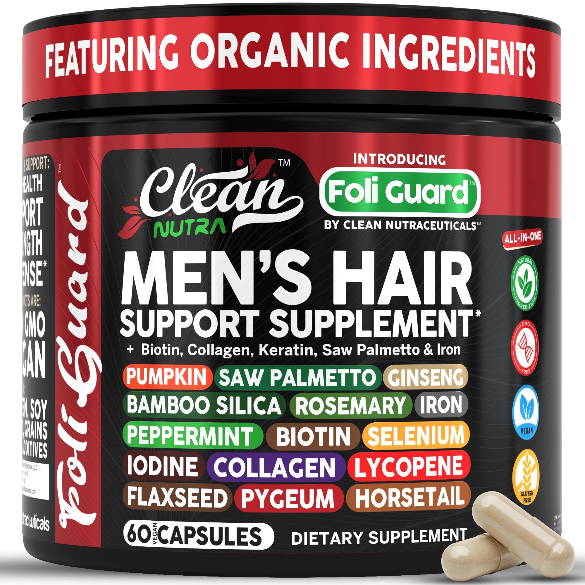 Clean Nutraceuticals frasco frontal mostrando etiqueta y beneficios visibles