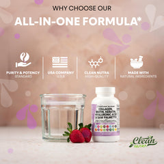 Clean Nutraceuticals frasco abierto y cápsulas visibles indicando cantidad de 90