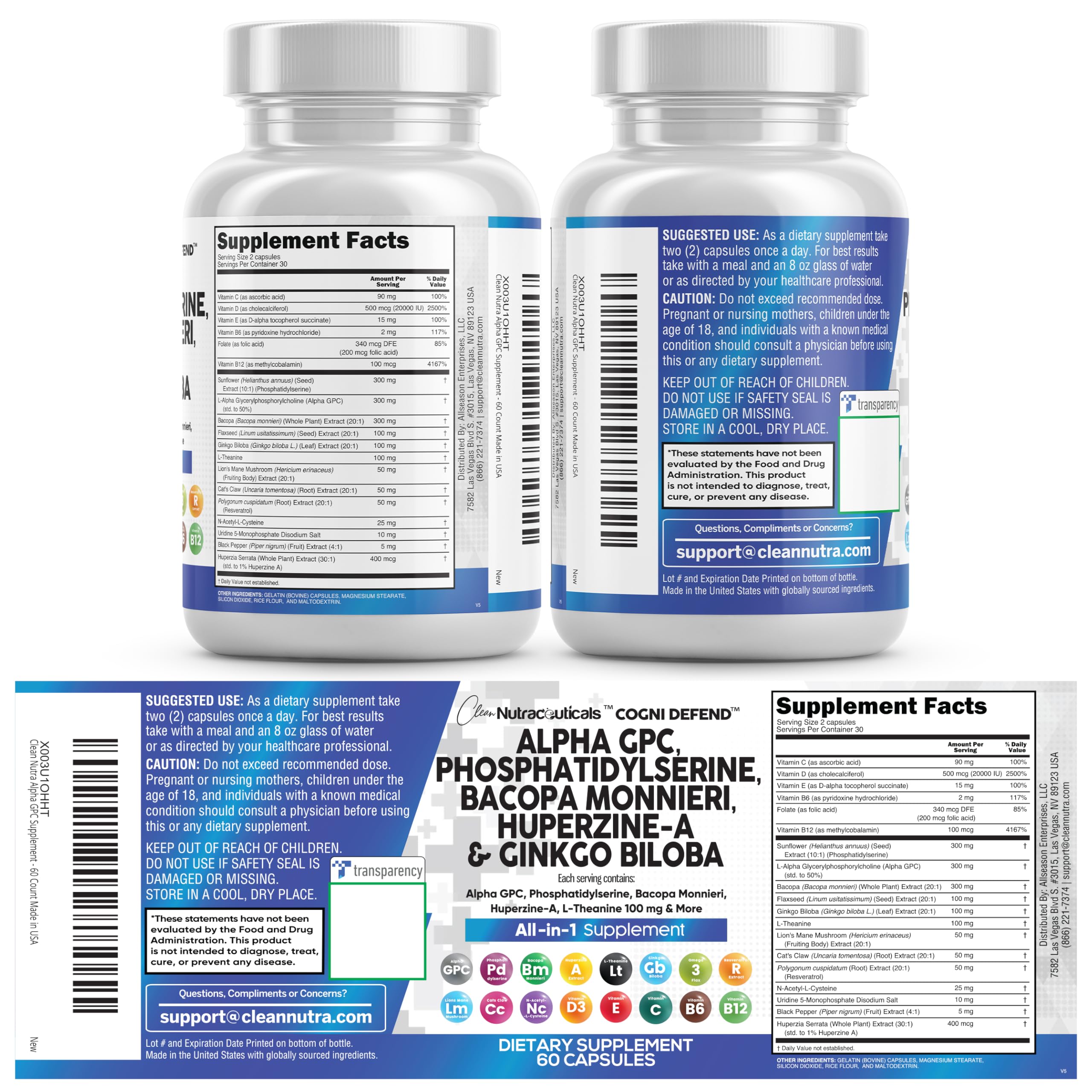 Clean Nutraceuticals frasco abierto con cápsulas listos para consumo