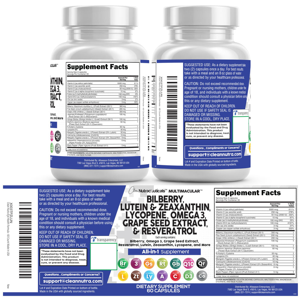 Clean Nutraceuticals frasco con empaque externo destacando presentación