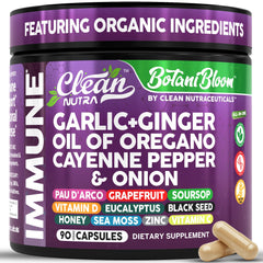 Clean Nutraceuticals frasco frente mostrando 90 cápsulas y etiqueta clara para apoyo diario
