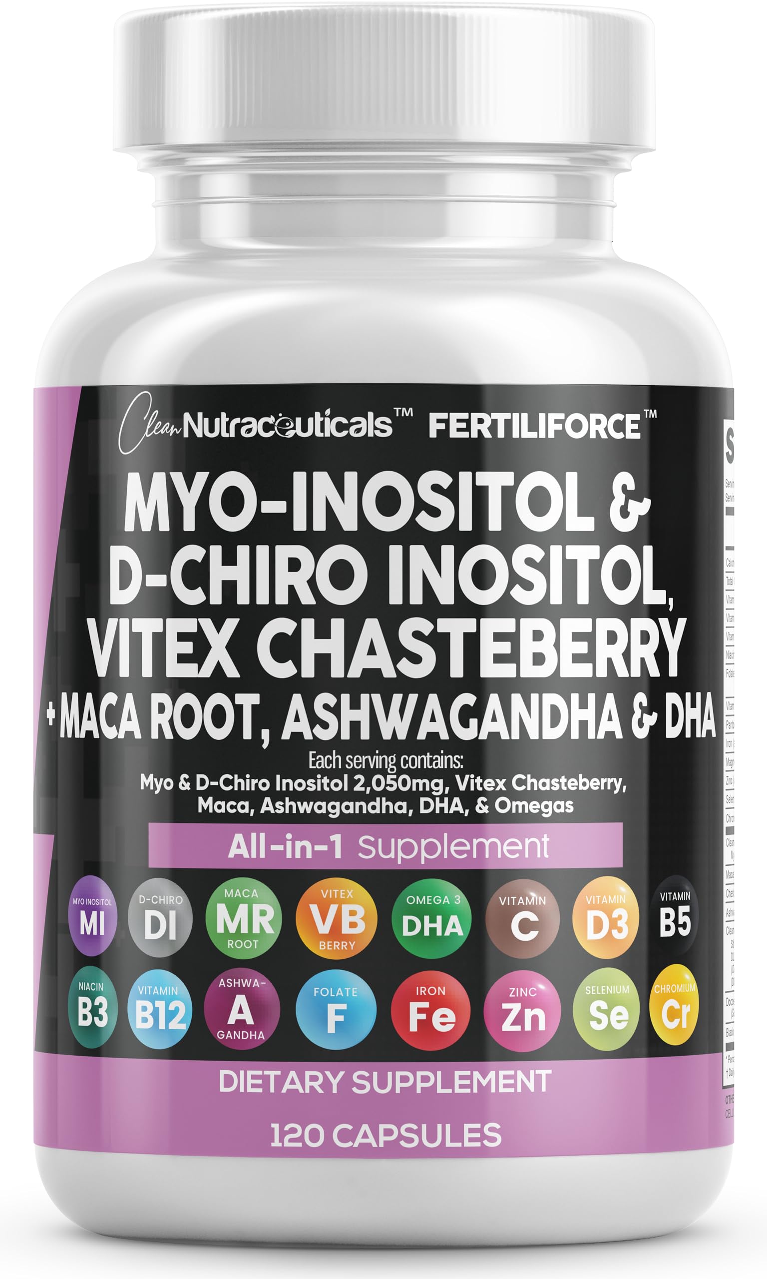 Clean Nutraceuticals frasco frontal mostrando etiqueta y beneficios