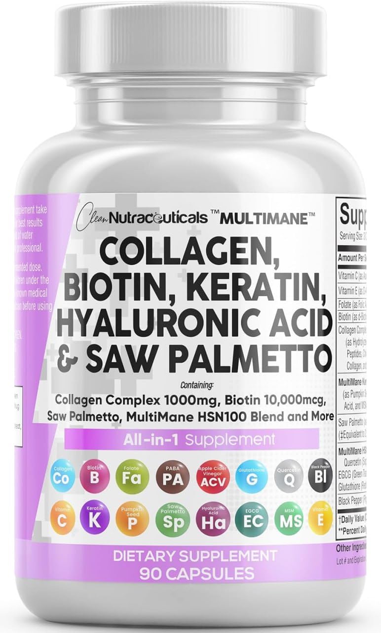 Clean Nutraceuticals frasco MultiMane mostrando el envase y beneficios claros