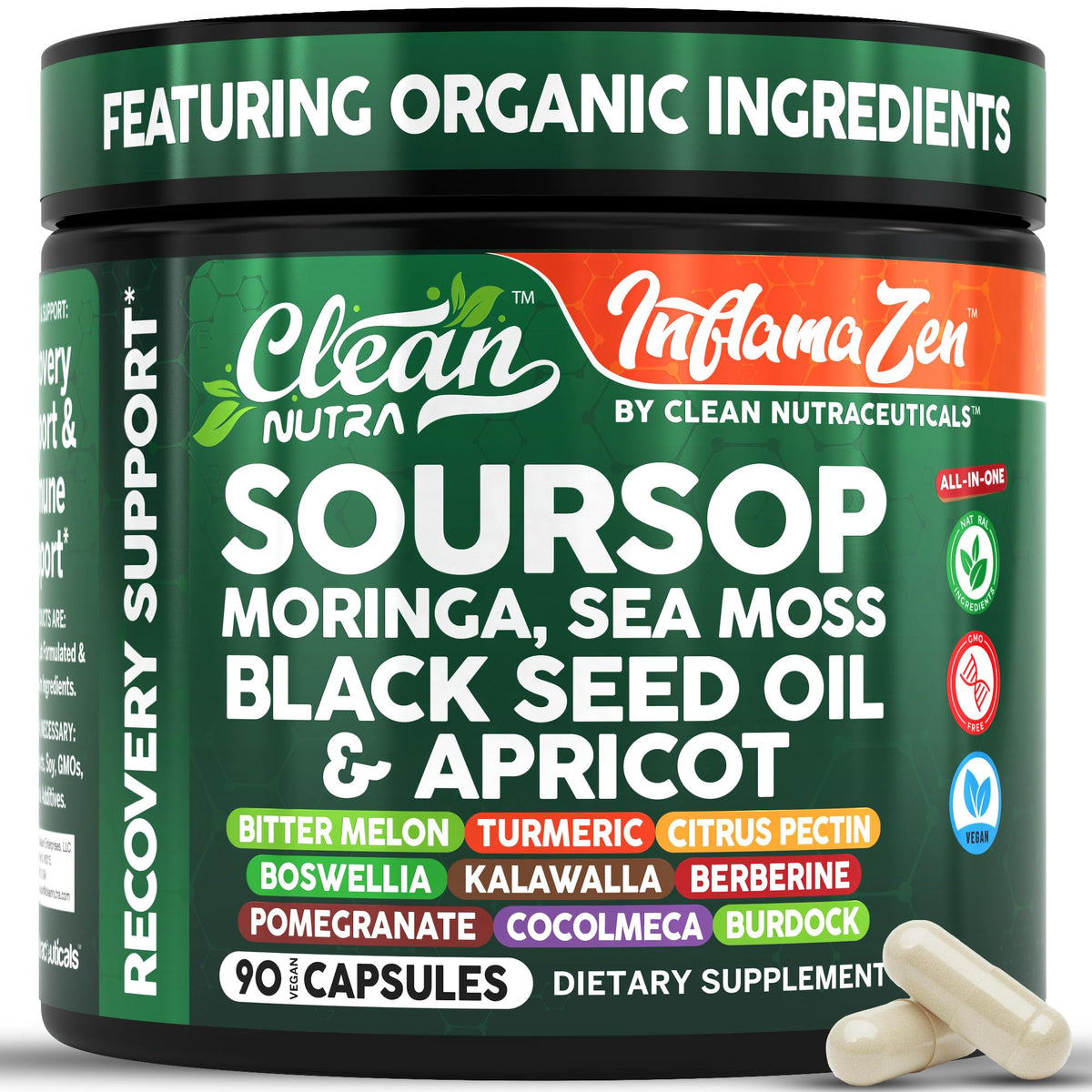 Clean Nutraceuticals envase frontal mostrando etiqueta y beneficio antioxidante
