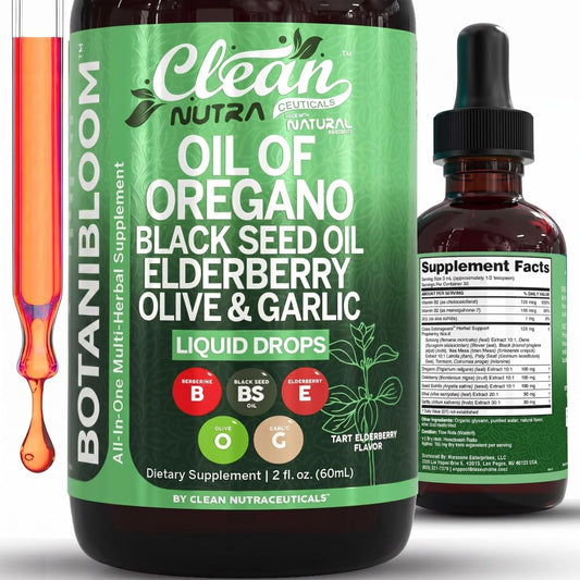 Clean Nutraceuticals frasco frontal mostrando mezcla botánica y dosis