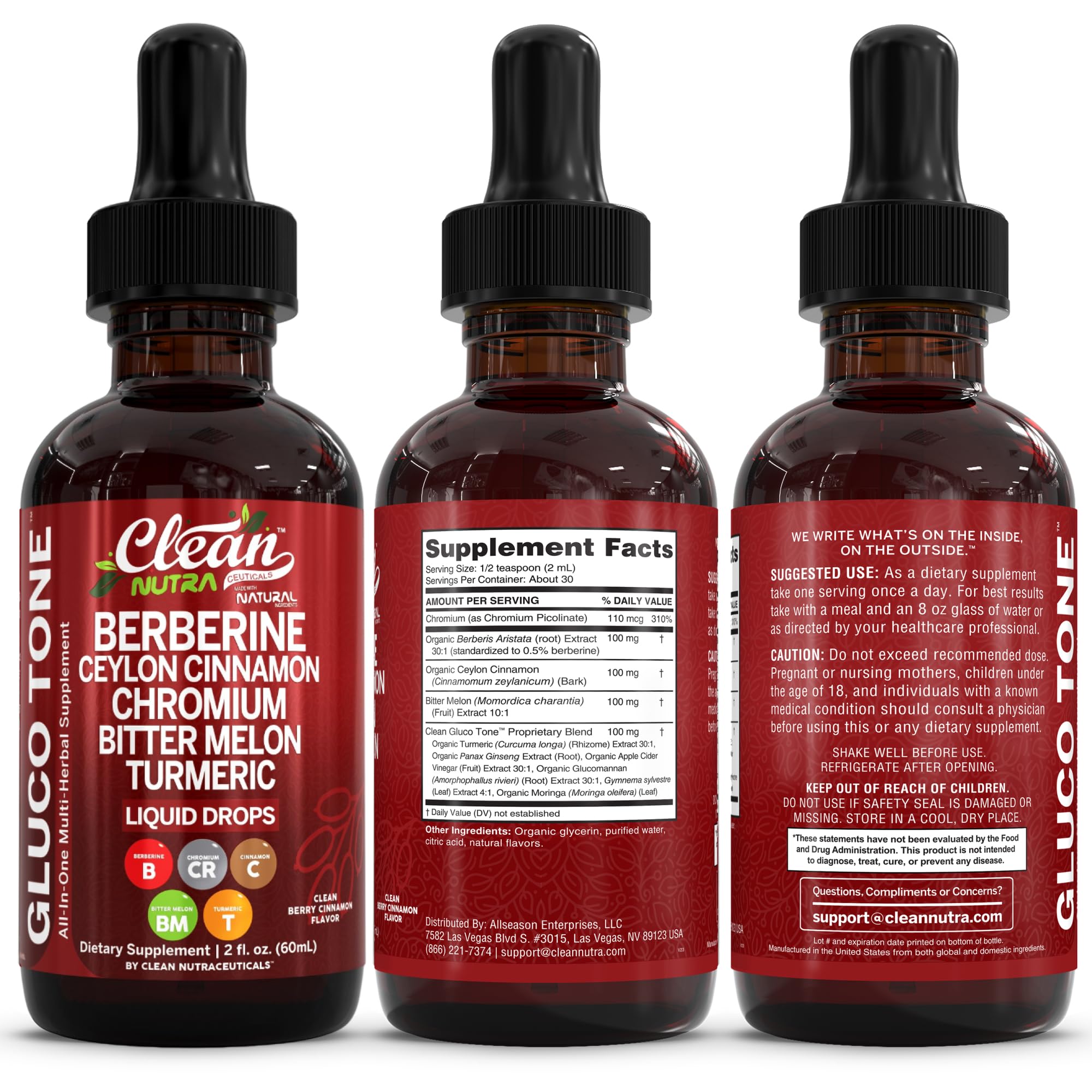 Clean Nutraceuticals embalaje y materiales del pack mostrando presentación