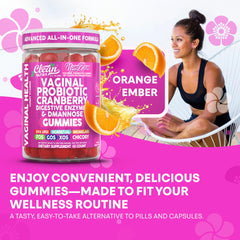 Clean Nutraceuticals mujer masticando gomita mostrando toma rápida