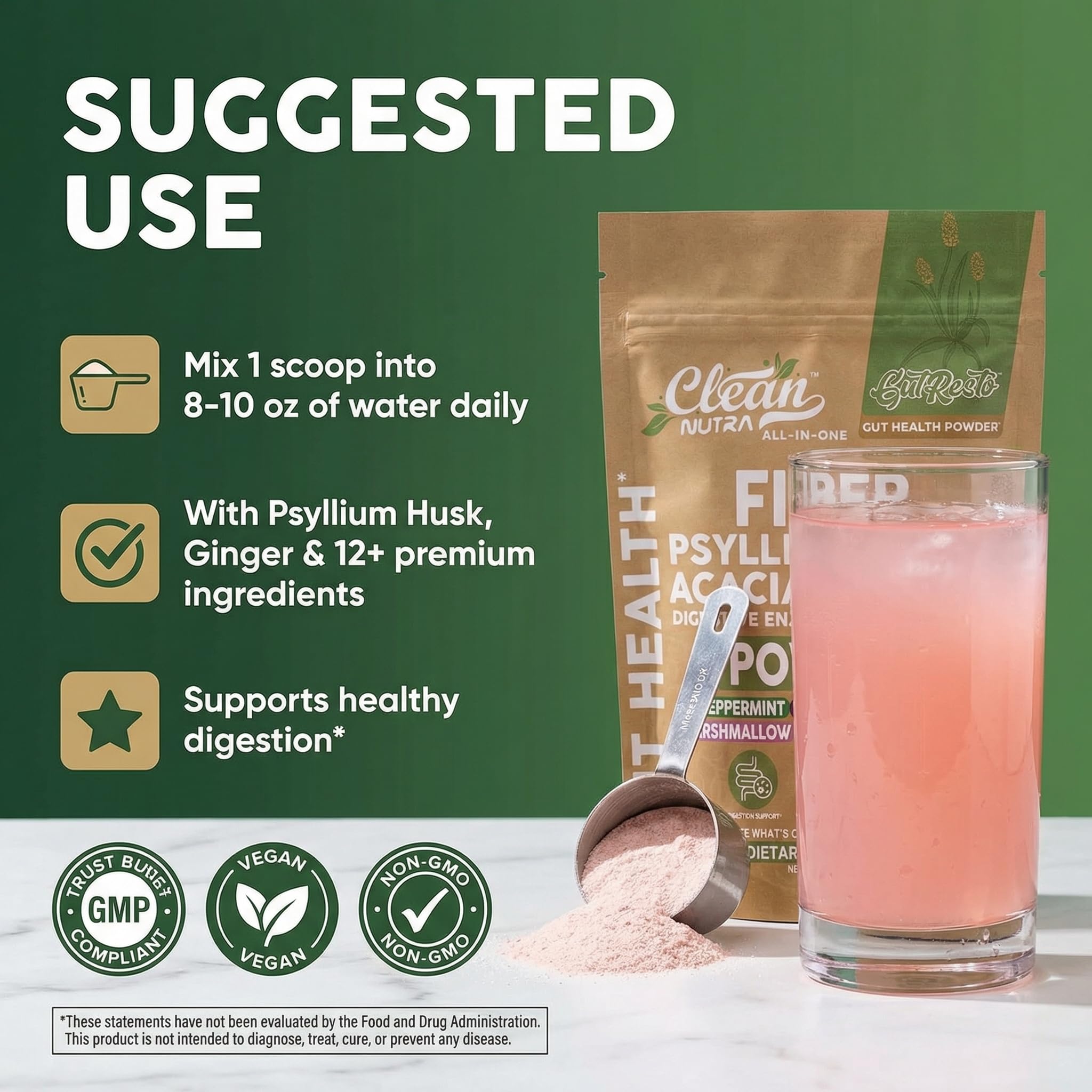 Clean Nutraceuticals GutResto etiqueta nutricional muestra probióticos y enzimas detallados