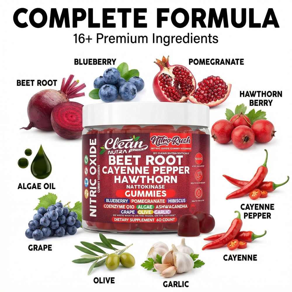 Clean Nutraceuticals mezcla de remolacha, cayena y coenzima Q10, ingredientes visibles