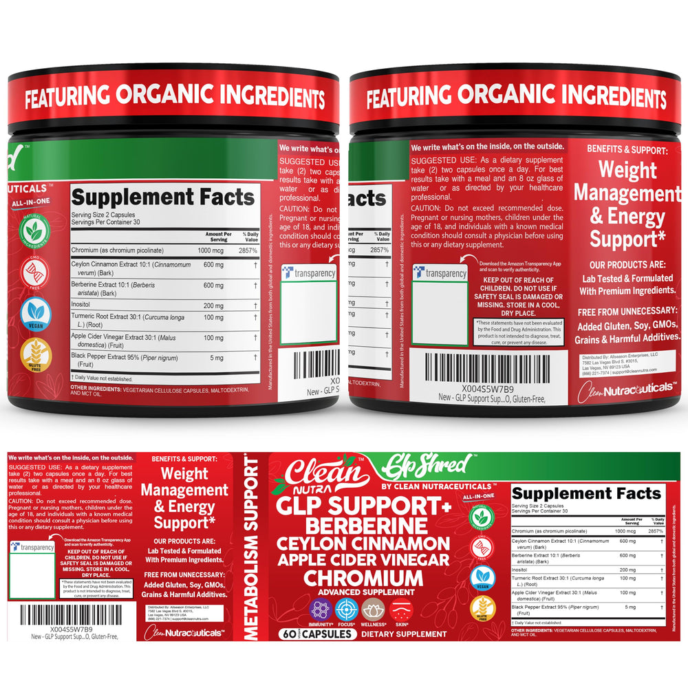 Clean Nutraceuticals ingredientes naturales (canela, cúrcuma, manzana) en fondo