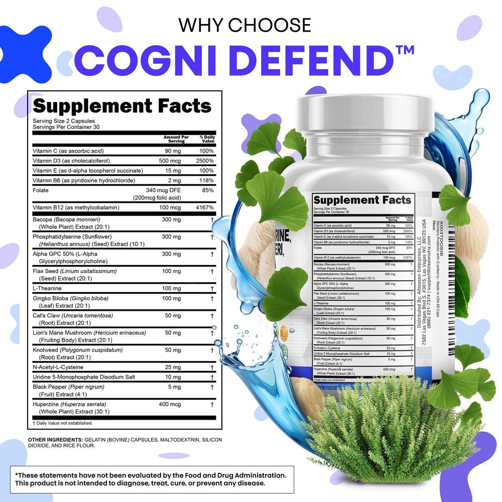 Clean Nutraceuticals Lion's Mane y Bacopa como ingredientes naturales