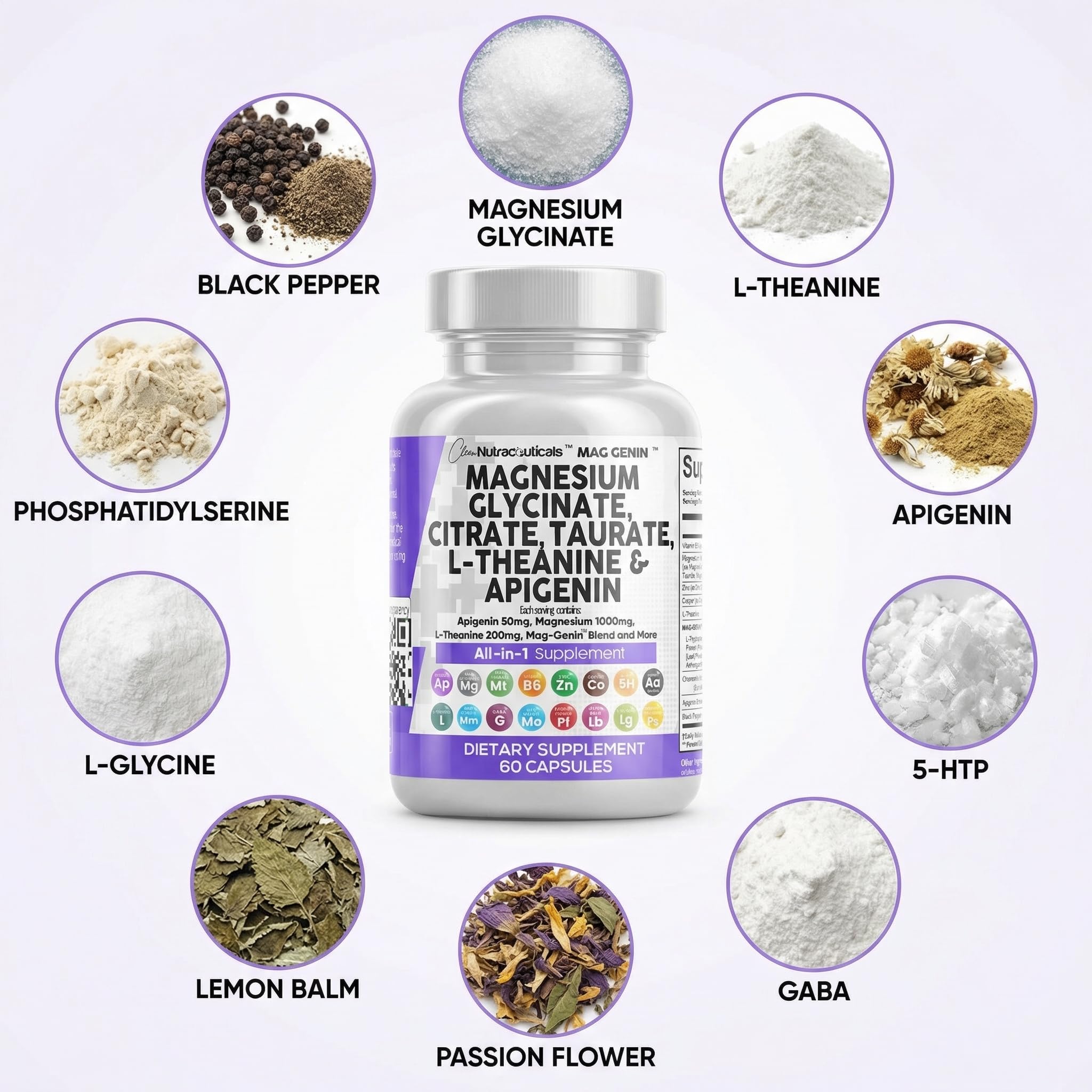 Clean Nutraceuticals etiqueta de ingredientes con las dosis clave visibles