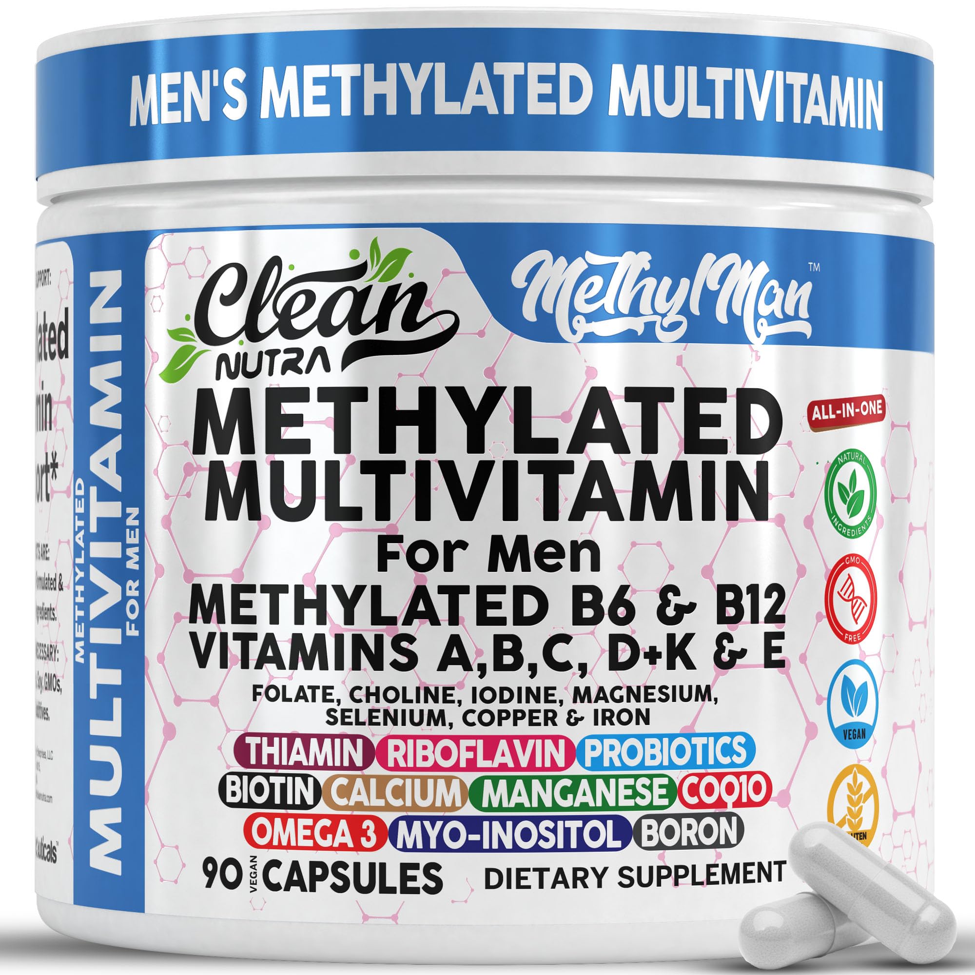 Clean Nutraceuticals envase MethylMan al frente, conveniencia diaria