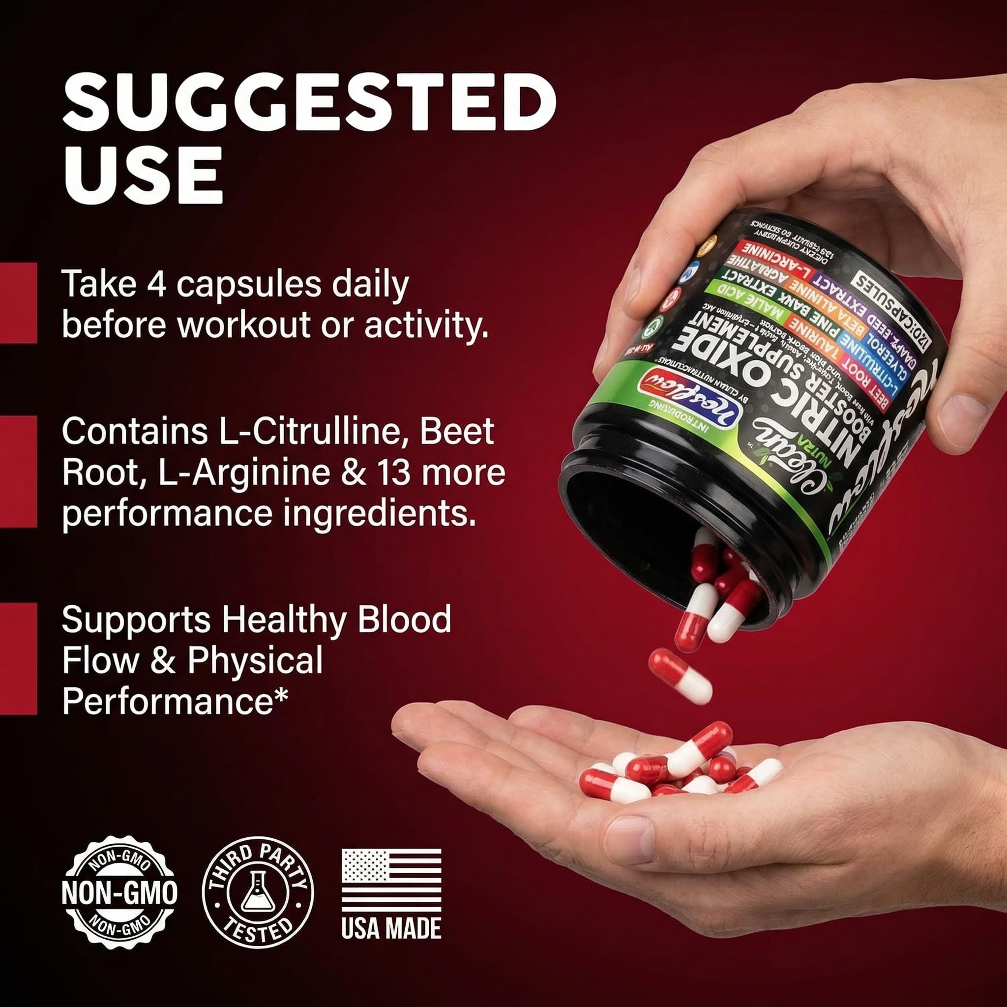 Clean Nutraceuticals NosFlow frasco junto a una regla para comparar tamaño