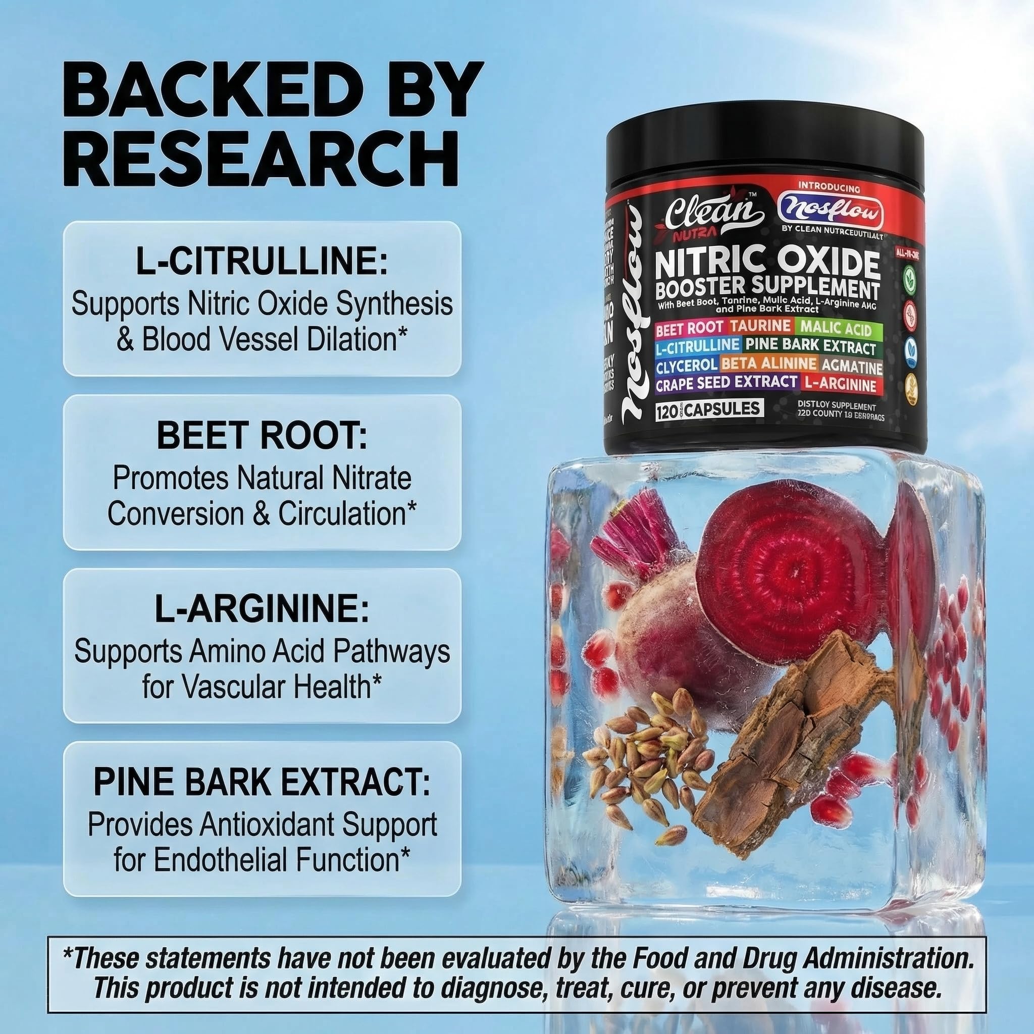 Clean Nutraceuticals NosFlow polvo en cuchara listo para mezclar