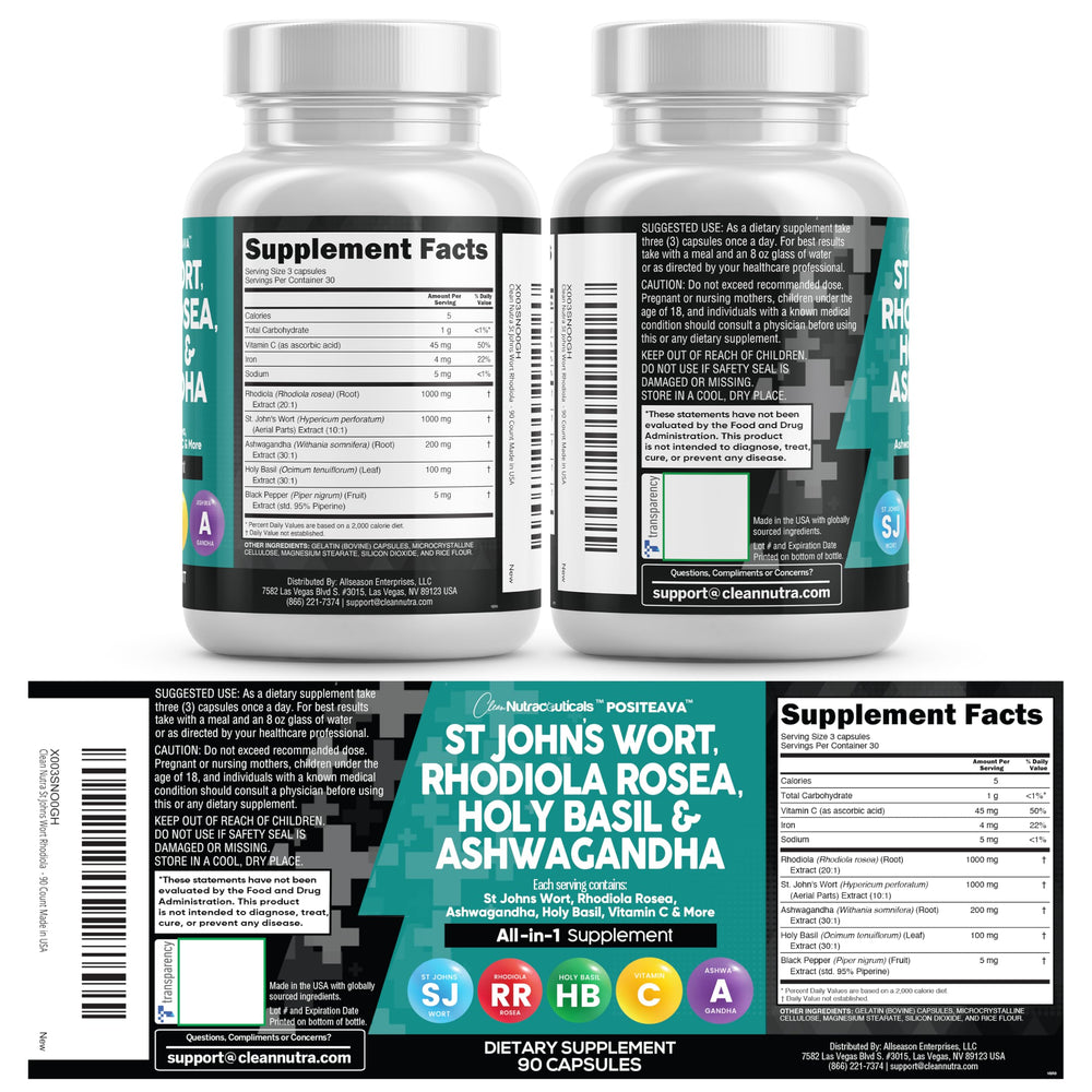 Presentación completa de 90 cápsulas Clean Nutraceuticals destacando duración aproximada