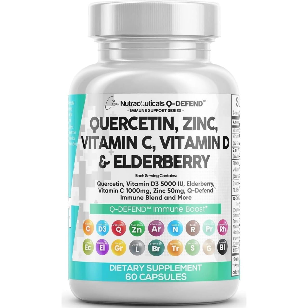 Clean Nutraceuticals frasco frontal mostrando etiqueta clara y beneficios