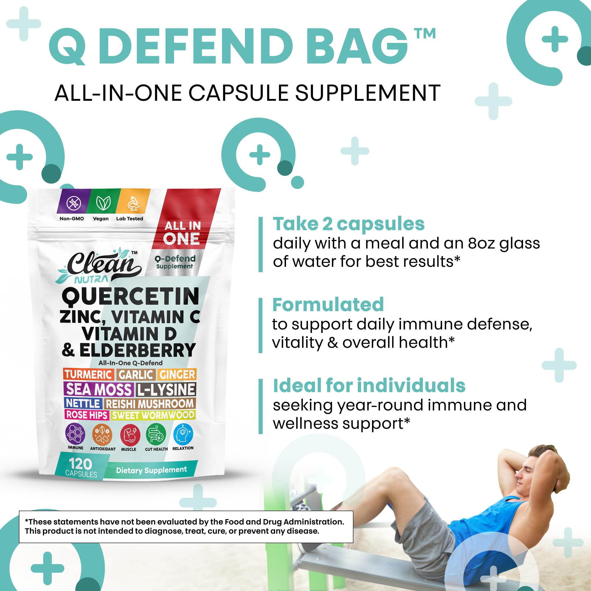 Clean Nutraceuticals cápsulas Q Defend en rutina diaria mostrando conveniencia